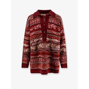 Laneus Women Polo Sweater With Multicolored Inlays